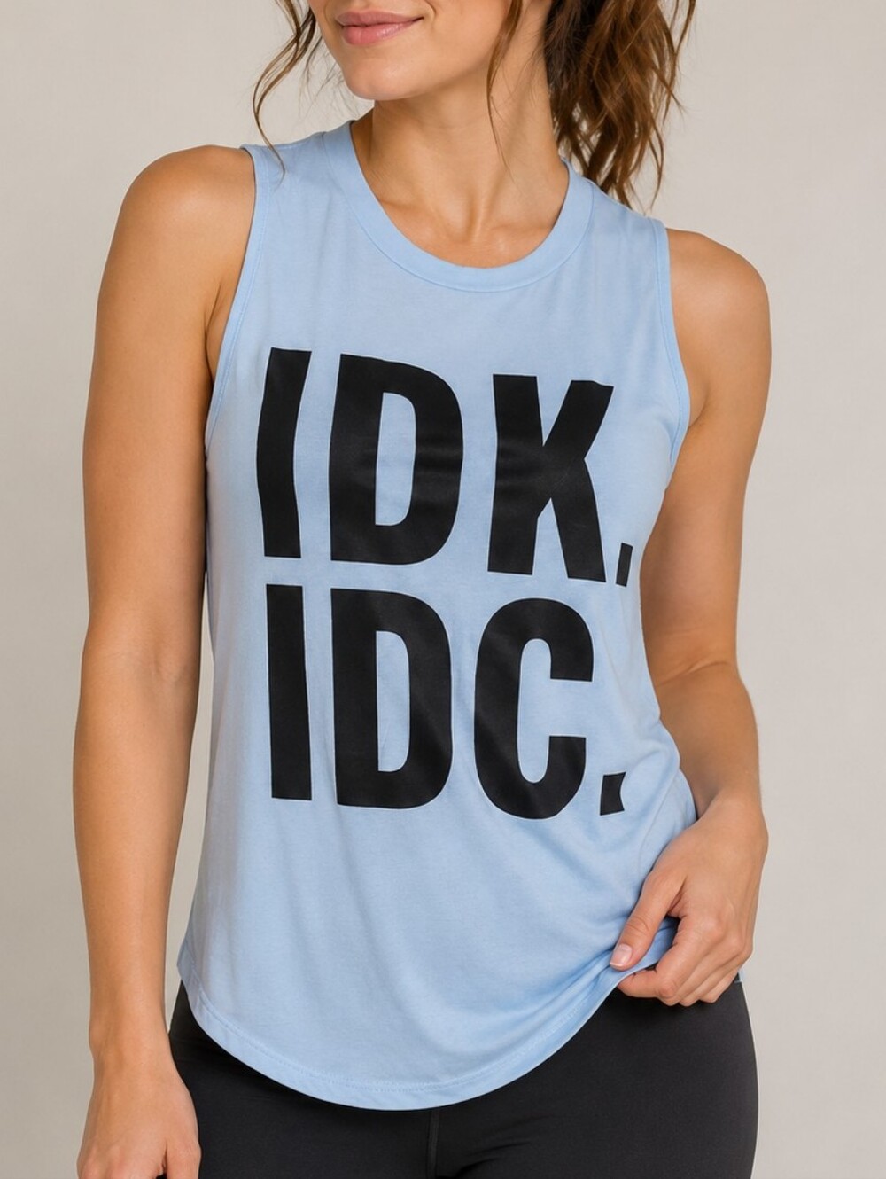 SERIES 8 FITNESS | Women's Light Blue IDK. IDC. Graphic Tank Top Size M